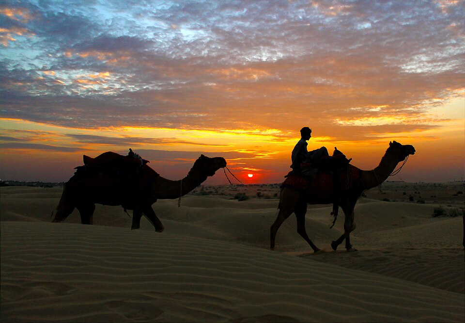 Desert sunset that feels best in cooler Rajasthan months
